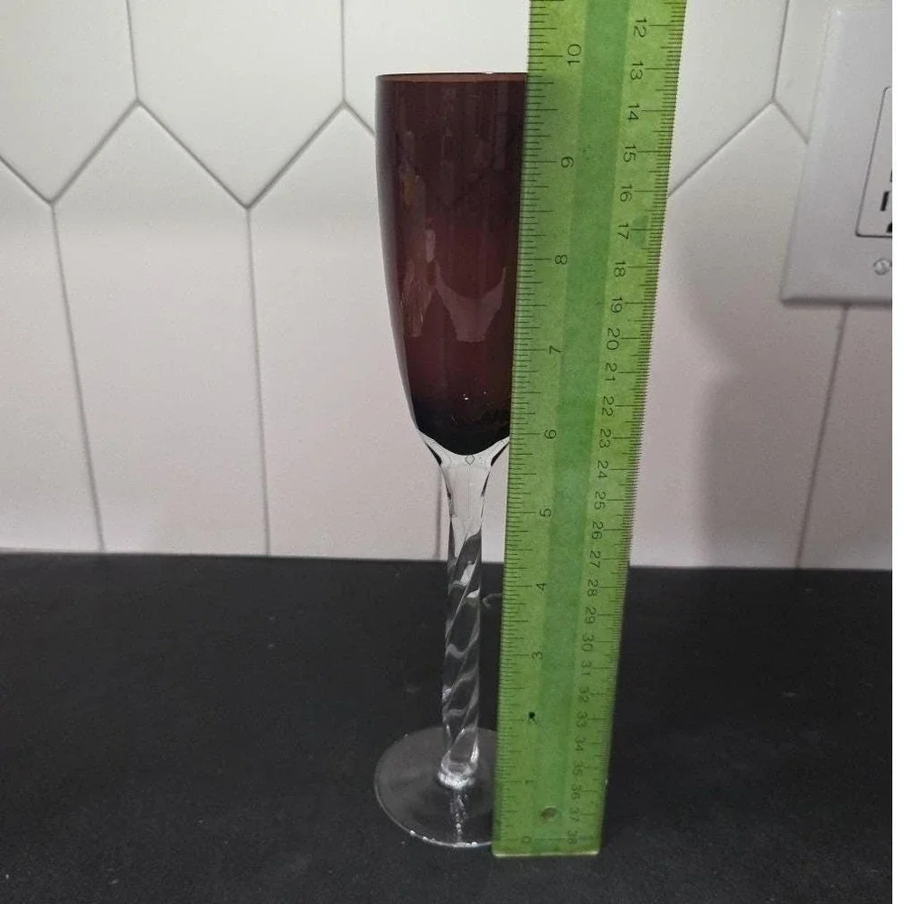 Pier 1 Imports Amethyst‎ Purple Champagne Flute, Vintage Twisted Stem Stemware